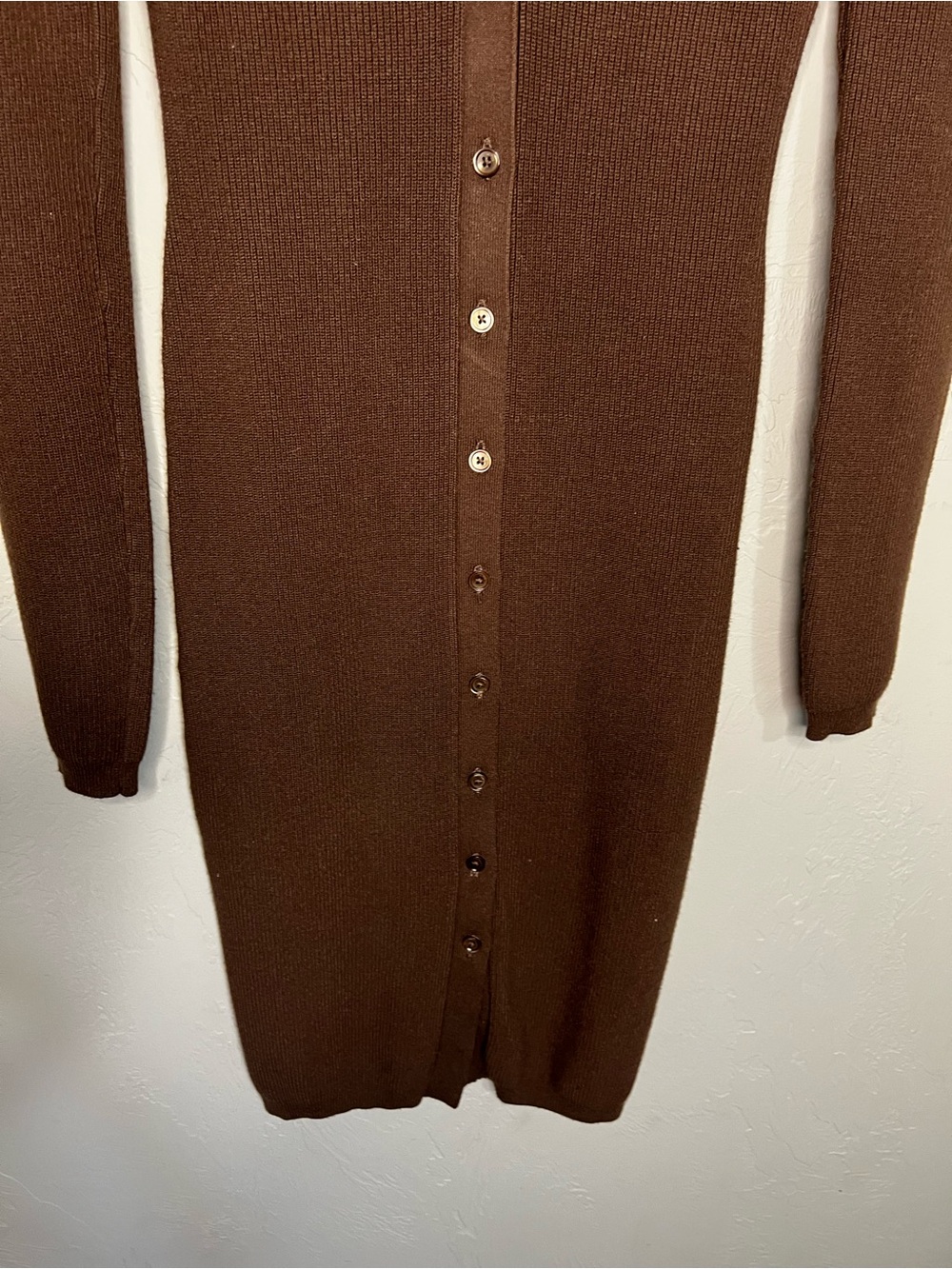 Wilfred Aritzia Cove Chocolate Brown Ribbed Bodycon Sweater Dress - Picture 4 of 10
